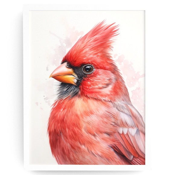 Creative Path Studios Other - Red Cardinal Bird Wall Art Watercolor Illustration Print Unframed